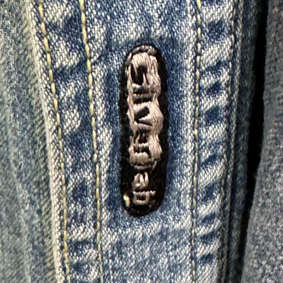 Vintage 1990's  XL Levis SilverTab Denim Jean Chambray Shirt Tack Stud Buttons - Picture 6 of 8